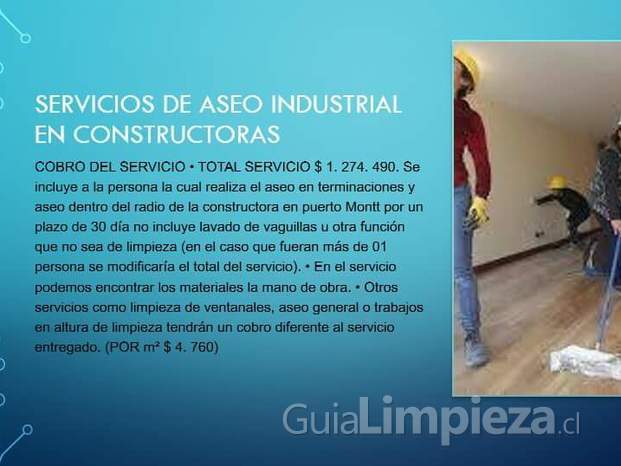 Servicios de aseo industrial en contructoras 